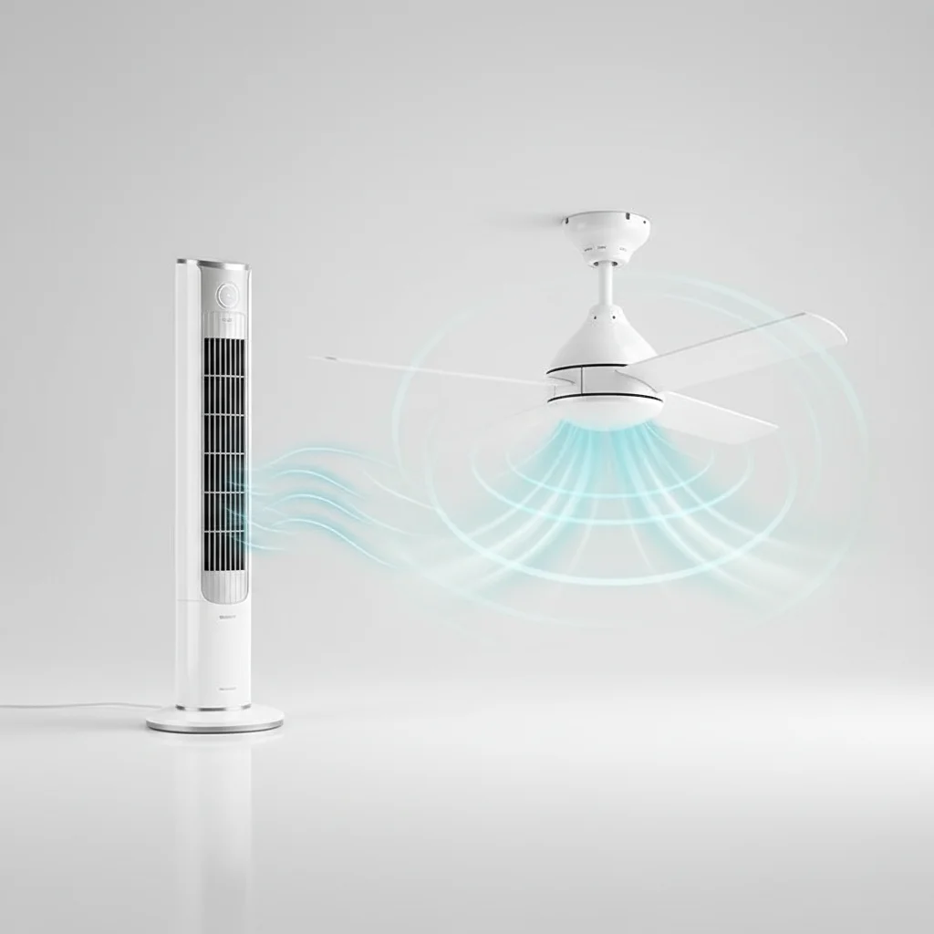 tower fan vs ceiling fan